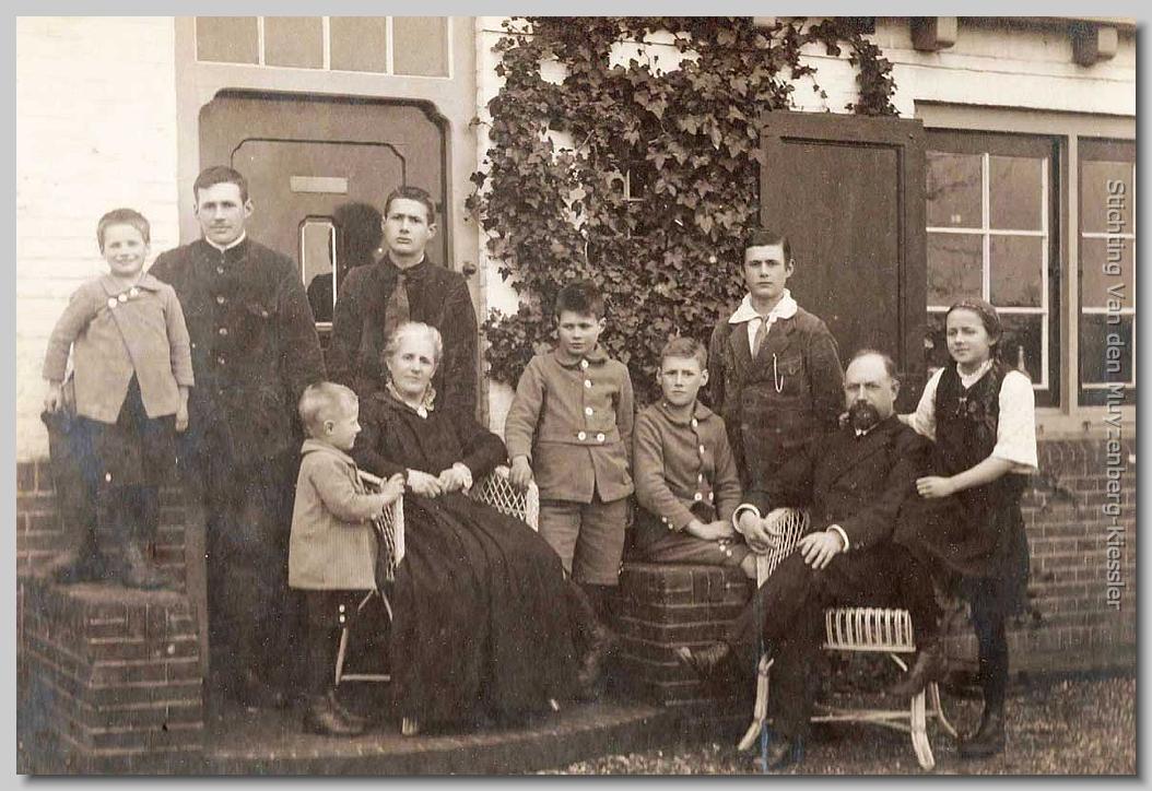 Allen staand en zittend bij de voordeur