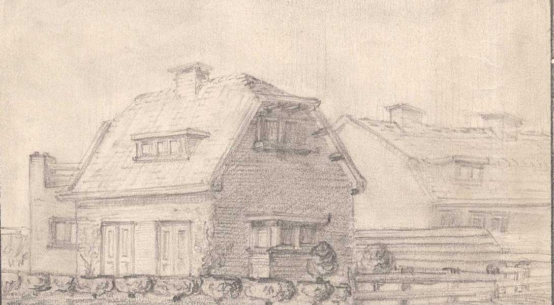 Tekening van twee huizen