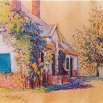 pastelkleurige tekening van het huis