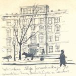Aleje Jerozolimskie 70, 1932 schets van het pand met paard en wagen ervoor